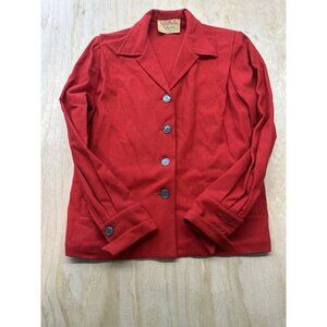 Vintage 70s BOBBIE BROOKS Red Wool Blend Blazer modern Sz SM